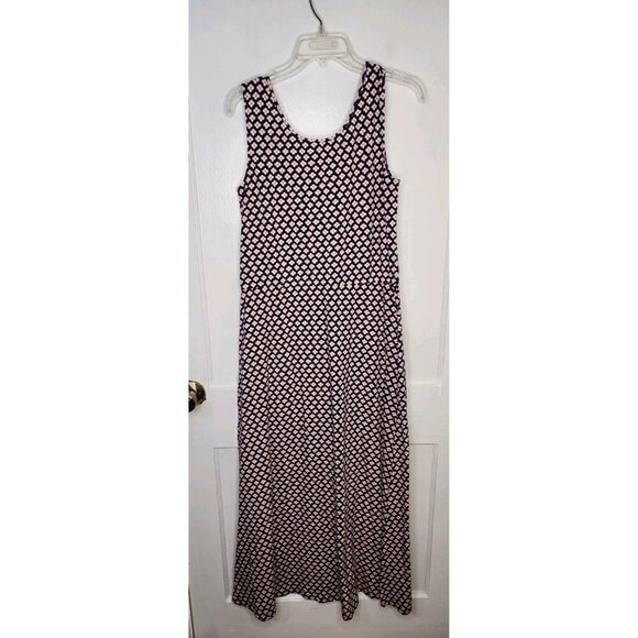Talbots Daisy Print Jersey Maxi Dress Size Medium Navy Blue / Pink - Picture 2 of 5